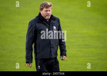 Dublin, Irland, 26/10/2022, Gents Cheftrainer Hein Vanhaezebrouck im Bild während eines Trainings des belgischen Fußballteams KAA Gent, Mittwoch, 26. Oktober 2022 in Dublin, Irland, zur Vorbereitung des morgigen Spiels gegen das irische Team Shamrock Rovers am fünften Tag der Gruppenphase der UEFA Europa Conference League. BELGA FOTO JASPER JACOBS Stockfoto