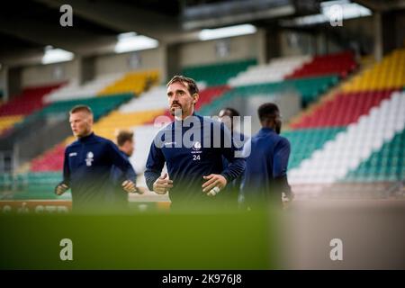 Dublin, Irland, 26/10/2022, Gents Sven Kums im Einsatz während eines Trainings der belgischen Fußballmannschaft KAA Gent, Mittwoch, 26. Oktober 2022 in Dublin, Irland, zur Vorbereitung des morgigen Spiels gegen das irische Team Shamrock Rovers am fünften Tag der Gruppenphase der UEFA Europa Conference League. BELGA FOTO JASPER JACOBS Stockfoto