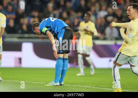 Brügge, Belgien, 26. Oktober 2022, der Club-Hans Vanaken sieht während des Spiels zwischen dem belgischen Fußballteam Club Brugge KV und dem portugiesischen FC Porto , Mittwoch, 26. Oktober 2022, in Brügge, Belgien, das fünfte Spiel in der UEFA Champions League Gruppenphase, niedergeschlagen aus. BELGA FOTO BRUNO FAHY Stockfoto