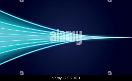Moderner abstrakter High-Speed-Lichteffekt-Hintergrund. Abstrakter Hintergrund mit gekrümmten Lichtstrahlen. Technologie futuristische dynamische Bewegung. Stock Vektor