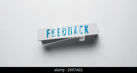 Nahaufnahme einer Geschäftsidee mit Feedback Stockfoto
