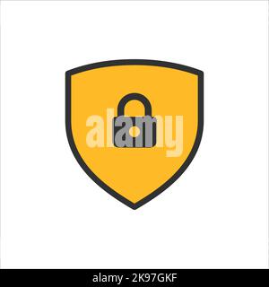 Schutz mit Schloss-Symbol. Symboldarstellung für Schutz, Sicherheit, Passwortsicherheit. Datenschutzschild für den Firewall-Zugriff. Sicherheitssymbol für sperren Stock Vektor