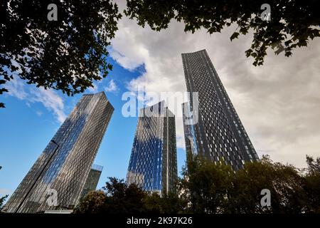 Wolkenkratzer Cluster Deansgate Square Apartment Komplex in Manchester für Renaker Build LTD Stockfoto