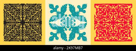 Minimalistische Muster im Matisse-Stil, abstrakte Bio-Zweige mit Blättern im flachen Trendstil. Vektor florale Ornamente für Poster, Karten, Abdeckungen Stock Vektor