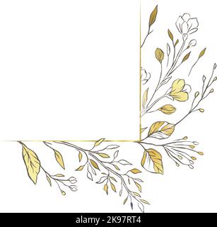 Blumen Gold Ecke Vektor Linie Natur Blume Banner Hintergrund Stock Vektor