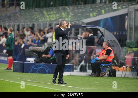 Mailand, Italien. 26. Oktober 2022. Massimiliano Farris zweiter Trainer von Inter FC während der UEFA Champions League Gruppe C, Fußballspiel zwischen FC Inter und Victoria Plzen, am 26. Oktober 2022 im San Siro Stadium, Italien. Foto Nderim Kaceli Kredit: Unabhängige Fotoagentur/Alamy Live Nachrichten Stockfoto