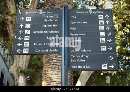 Straßenschild in Palma de Mallorca, Spanien Stockfoto