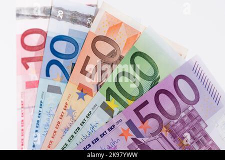 Euro-Währung aus Europa, Euro-Europäische Banknoten. Stockfoto