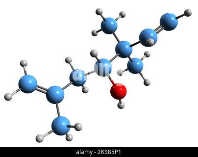 3D Bild der Artemisia Alkoholskelettformel - molekularchemische Struktur der Artemisia Annua Phytochemikalie auf weißem Hintergrund isoliert Stockfoto