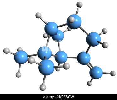 3D Bild der Skelettformel von Beta-Pinene - molekulare chemische Struktur von Monoterpen Nopinene auf weißem Hintergrund isoliert Stockfoto