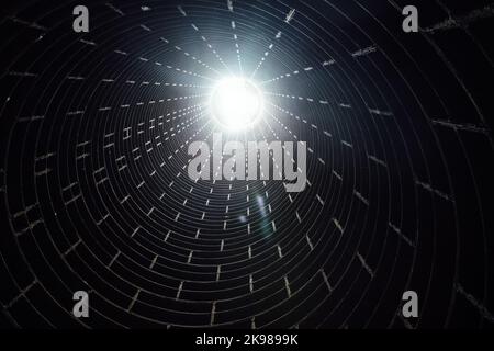 Vertikale Schlauchwelle. Abstraktes Licht am Ende des Röhrentunnels. Stockfoto