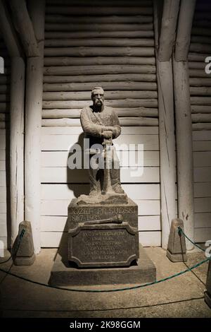 Josef Pilsudski Denkmal im Salzbergwerk Wieliczka, Krakau, Polen. Stockfoto