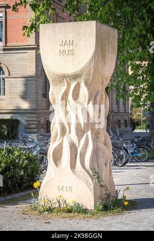 Jan Hus Denkmal auf dem Brandort in Konstanz, Konstanz, Deutschland, Europa Stockfoto