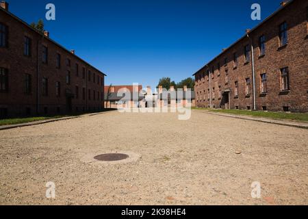 Gebäude im ehemaligen Konzentrationslager Auschwitz I, Auschwitz, Polen. Stockfoto