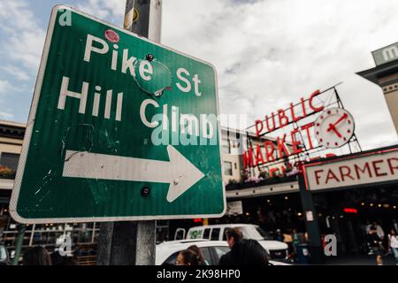 Schild Seattle Pike Street Market Stockfoto