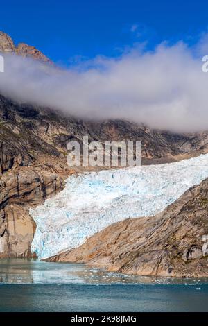 Gletscher im Prince Christian Sound, Grönland, Königreich Dänemark Stockfoto