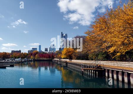 Chicago Seeufer am Hafen von Burnham Stockfoto