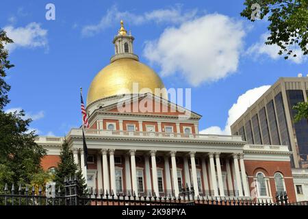 Boston, Massachusetts, USA. Das Massachusetts State House (auch bekannt als Massachusetts Statehouse und New State House). Stockfoto