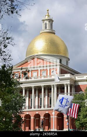 Boston, Massachusetts, USA. Das Massachusetts State House (auch bekannt als Massachusetts Statehouse und New State House). Stockfoto