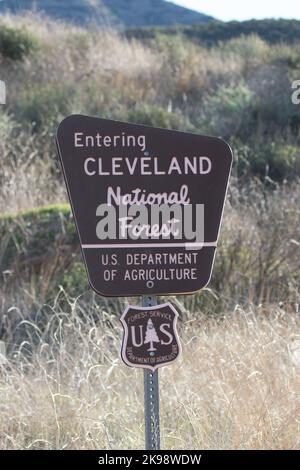 Wegweiser in den Cleveland National Forest auf dem harding Truck Trail in Orange County, Kalifornien; USA Stockfoto