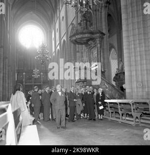 Die Mitgliederversammlung der Nordic Railwayman Society 24. in Stockholm 1958-05-20 bis 1958-05-22. Ausflug nach Uppsals Stockfoto