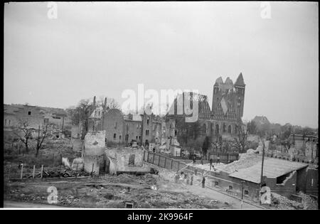 Ruinen in Danzig, 1945. Stockfoto