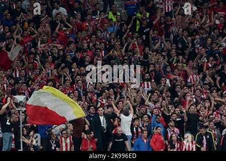 Madrid, Spanien. 26. Oktober 2022. Madrid Spanien; 10.26.2022.- Atlético de Madrid gegen Bayer Leverkusen Champions-League-Fußballspiel am Spieltag 5 von 6 im Stadion Civitas Metrpolitano in der Hauptstadt des Königreichs Spanien. Das Endergebnis liegt bei 2. Atlético de Madrid Tore von Yannick Carrasco 22  und Rodrigo de Paul 50  Tore von Bayer Leverkusen von Moussa Diabi 9 und Callum Hudson-Odol 29  Quelle: dpa/Alamy Live News Stockfoto