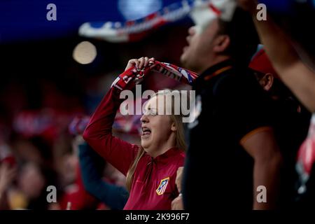 Madrid, Spanien. 26. Oktober 2022. Madrid Spanien; 10.26.2022.- Atlético de Madrid gegen Bayer Leverkusen Champions-League-Fußballspiel am Spieltag 5 von 6 im Stadion Civitas Metrpolitano in der Hauptstadt des Königreichs Spanien. Das Endergebnis liegt bei 2. Atlético de Madrid Tore von Yannick Carrasco 22  und Rodrigo de Paul 50  Tore von Bayer Leverkusen von Moussa Diabi 9 und Callum Hudson-Odol 29  Quelle: dpa/Alamy Live News Stockfoto