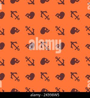 Anker- und Ruder- und Schädelmuster nahtlos. Baby Stoff Textur Piraten Thema Stock Vektor