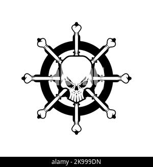 Piratenlenkrad mit Totenkopf. Vektorgrafik Stock Vektor