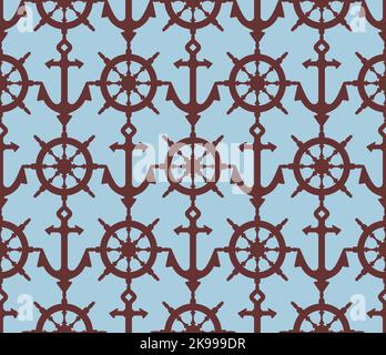 Anker- und Rudermuster nahtlos. Baby Stoff Textur marine Thema Stock Vektor