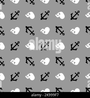 Anker- und Totenkopf-Muster nahtlos. Baby Stoff Textur Piraten Thema Stock Vektor
