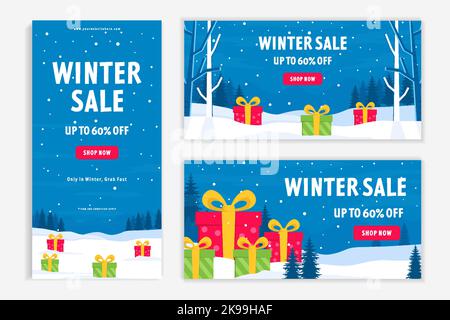 Satz von Winter Verkauf Banner Illustration Stock Vektor