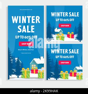 Flaches Design Winter Sale Banner Kollektion Stock Vektor