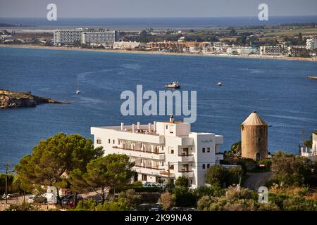 Hafenstadt Ibiza Balearen, Spanien Mittelmeer, Gebäude in der Stadt Stockfoto