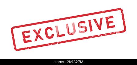 Grunge Exklusiver Wortgummi-Stempel. Exklusives rotes Schild-Sticker-Set. Grunge Vintage Square Label. Vektordarstellung auf weißem Hintergrund isoliert Stock Vektor