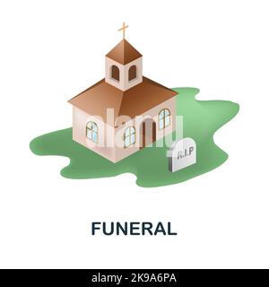 Trauersymbol. 3D Abbildung aus dem Versicherungswesen. Creative Funeral 3D Symbol für Webdesign, Vorlagen, Infografiken und mehr Stock Vektor