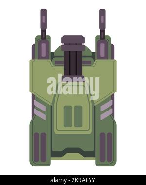 War Maschine gepanzerte militärische Fahrzeug Kampfpanzer Draufsicht Spiel Asset Grafik Vektor Illustration in grün Stock Vektor