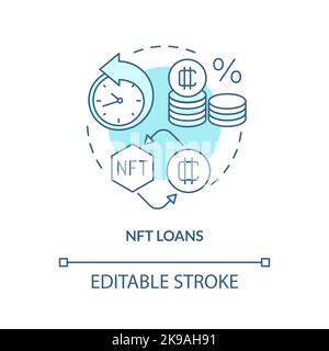 NFT-Darlehen türkisfarbenes Konzeptsymbol Stock Vektor