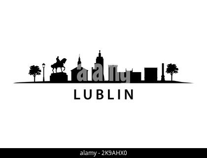 Lublin europäische Stadt in Polen, Gebäude, Straßen, Altstadt und Sehenswürdigkeiten, polnische Architektur, Panorama-Landschaft Skyline flache Vektorgrafik Stock Vektor