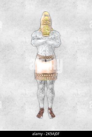 König Nebukadnezars Traumstatue (Daniels Prophezeiungen) Antike Design-Illustration Stockfoto