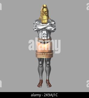 König Nebukadnezars Traumstatue (Daniels Prophezeiungen) Vorderansicht 3D Illustration Stockfoto