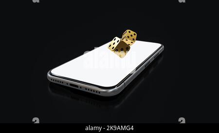 3D Rendering Online Casino auf dem Smartphone Stockfoto