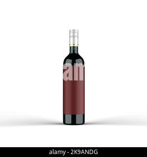 Glas Rotwein Flasche 3D Rendering Stockfoto