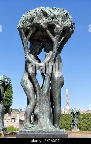 Baumgruppe, Teil des von Gustav Vigeland geschaffenen Brunnens, Vigeland Sculpture Park, Vigeland Installation, Vigelandpark, Frogner Park, Oslo, Norwegen Stockfoto