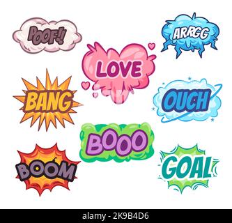 Sammlung von Retro-Comic-Text Cartoon Dialog Nachricht Blase Design Grafikelement bunt Stock Vektor