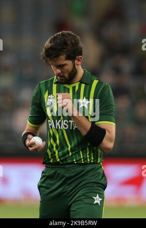 Perth Stadium, Perth, Australien. 27. Oktober 2022. T20 international Cricket Pakistan versus Zimbabwe; Shaheen Shah Afridi of Pakistan Kredit: Action Plus Sports/Alamy Live News Stockfoto