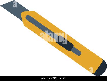 Papiermesser-Symbol. Gelbes Werkzeug für Konstruktionsmesser Stock Vektor