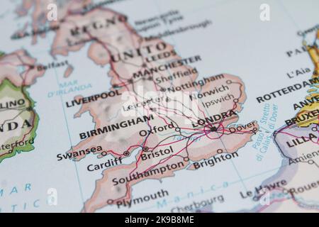 Papierkarte von England, Großbritannien Stockfoto