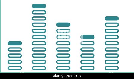 Vorlage zur Datenvisualisierung. Symbol für gestapeltes Säulendiagramm Stock Vektor